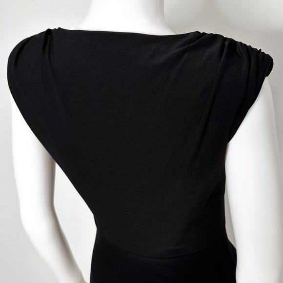 Miss Selfridge Shoulder Pad Sleeveless Plunge Neck Cutout Bodysuit in Black Sz 6 - Picture 7 of 13